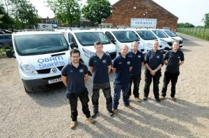 Picture of some of Obam Stairlift's engineers at the start of their shift