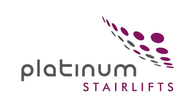 Platinum Stairlifts logo features stylized text and a curved design of purple and gray dots on a white background, reflecting the innovation and quality found in leading stairlift manufacturers.